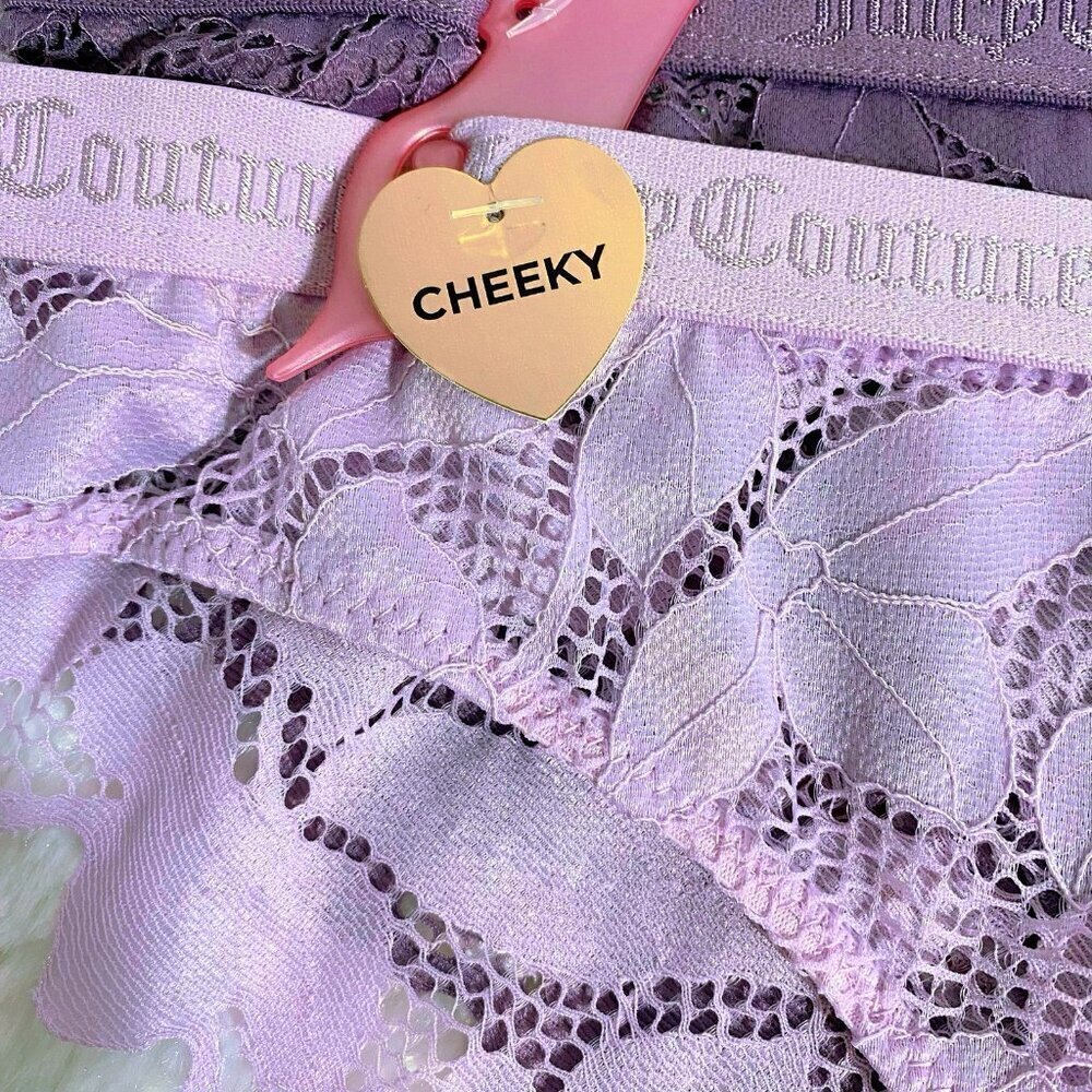 Juicy Couture Cheeky Purple White Pink Black 5 Piece Lace Panty Set NWT - Picture 3 of 9